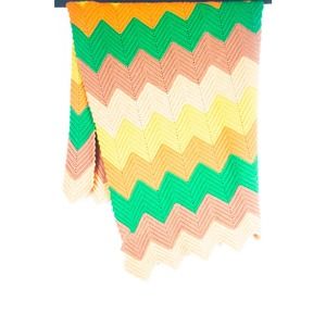 Seventies Handmade Zig Zag Crocheted Afghan